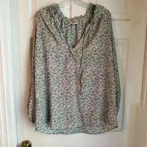 Show me your Mumu Charlene peony please tunic top pink green floral Sz Medium